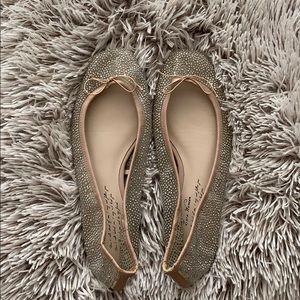 Zara Studded Sparkly Blush Ballerinas